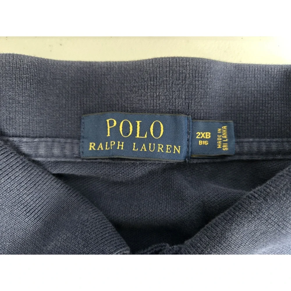 Polo Ralph Laurren Men's 2XB Navy Cotton Knit Short Sleeve Polo with Red Pony‎